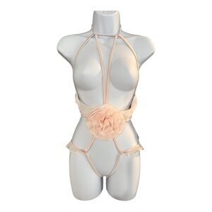 Victoria’s Secret Very Sexy Chiffon Rosette Open-Cup Crotchless Teddy Large NWT